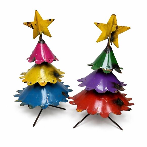 Handmade Mexican Folk Art Other - Handmade Mexican Folk Art Recycled Metal Rustic Christmas Trees